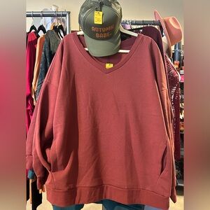 Zenana Outfitters Maroon V-Neck Sweater